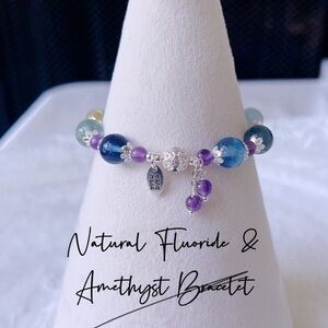 - Natural Fluoride & Amethyst Bracelet A-7